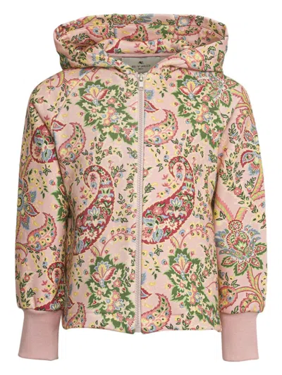 Etro Kids' Floral-print Hoodie In Pink