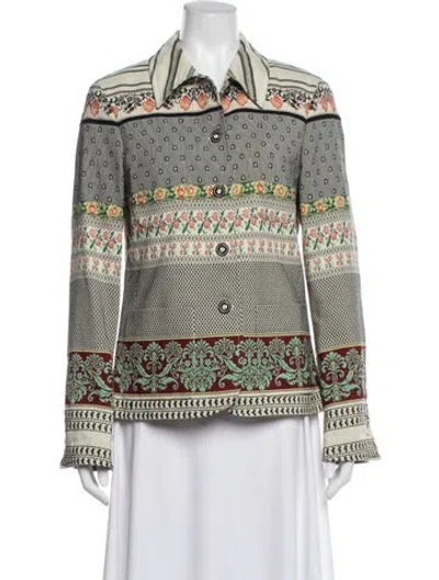 Pre-owned Etro Floral Print Jacket In Green
