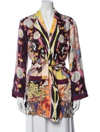 Pre-owned Etro Floral Print Jacket In Purple