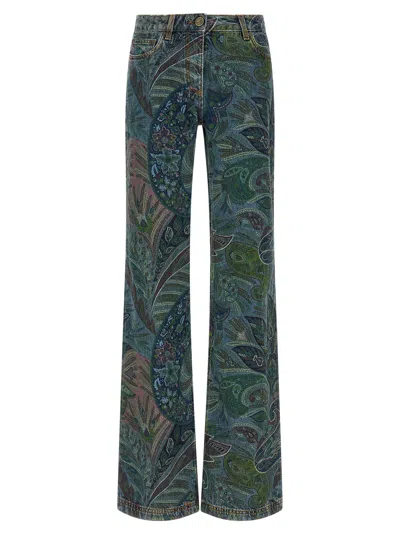Etro Floral Print Jeans In Multi