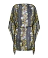 Etro Floral-print Kaftan Minidress In Gray