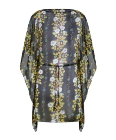 Etro Floral-print Kaftan Minidress In 黑色的