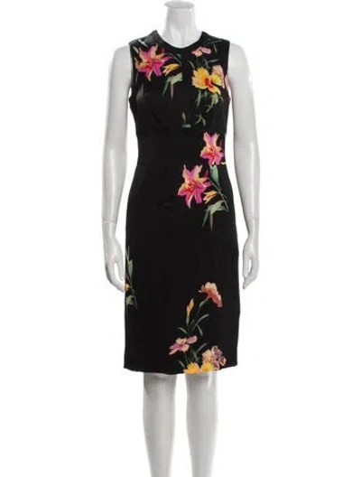 Pre-owned Etro Floral Print Knee-length Dress In Black