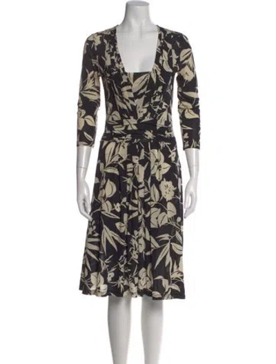 Pre-owned Etro Floral Print Knee-length Dress In Black
