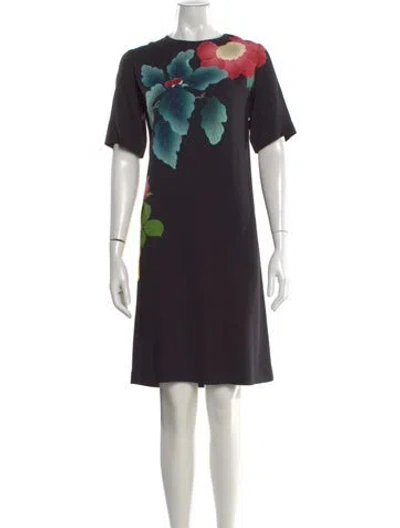 Pre-owned Etro Floral Print Knee-length Dress In Black