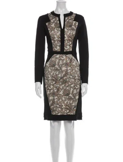 Pre-owned Etro Floral Print Knee-length Dress In Black