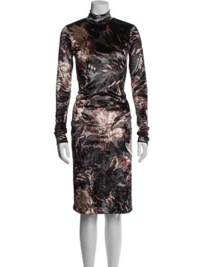 Pre-owned Etro Floral Print Knee-length Dress In Black