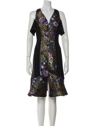 Pre-owned Etro Floral Print Knee-length Dress In Black