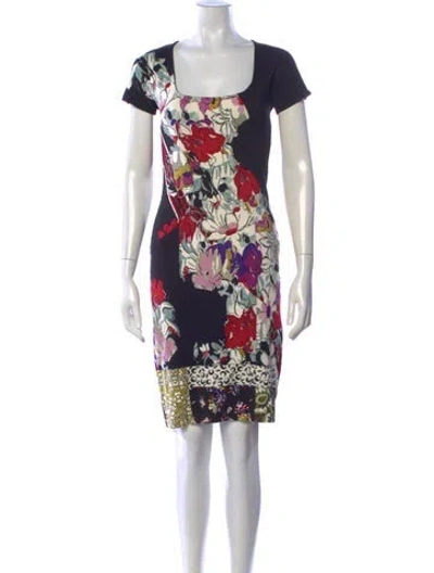 Pre-owned Etro Floral Print Knee-length Dress In Black