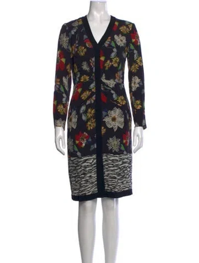 Pre-owned Etro Floral Print Knee-length Dress In Black