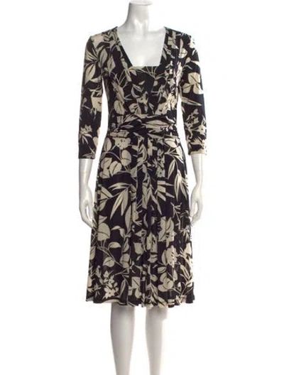 Pre-owned Etro Floral Print Knee-length Dress In Black