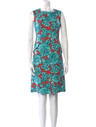 Pre-owned Etro Floral Print Knee-length Dress In Blue