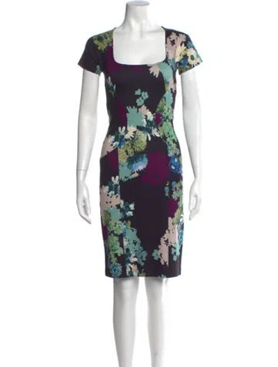 Pre-owned Etro Floral Print Knee-length Dress In Blue
