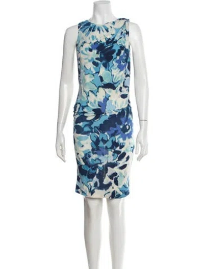 Pre-owned Etro Floral Print Knee-length Dress In Blue