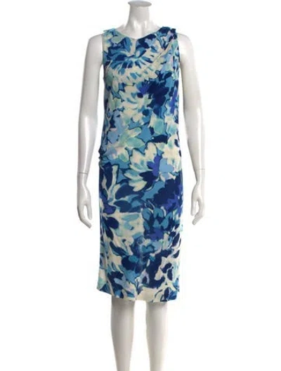 Pre-owned Etro Floral Print Knee-length Dress In Blue
