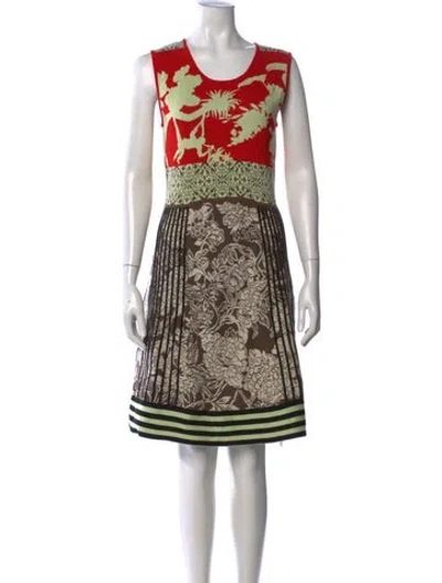 Pre-owned Etro Floral Print Knee-length Dress In Green