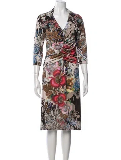 Pre-owned Etro Floral Print Knee-length Dress In Multi