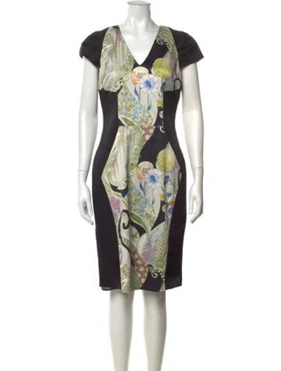 Pre-owned Etro Floral Print Knee-length Dress In Multi