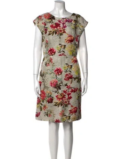 Pre-owned Etro Floral Print Knee-length Dress In Neutral