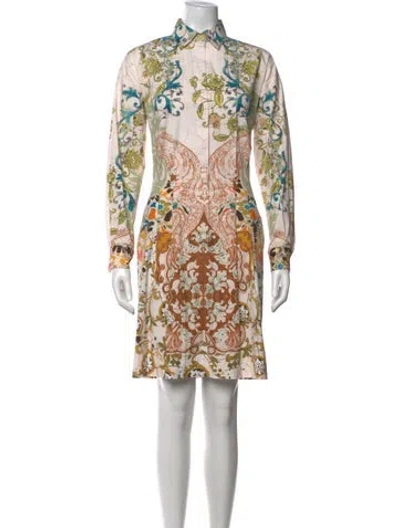 Pre-owned Etro Floral Print Knee-length Dress In Neutral