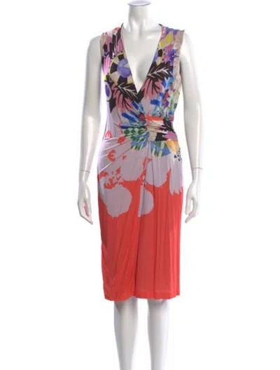 Pre-owned Etro Floral Print Knee-length Dress In Orange