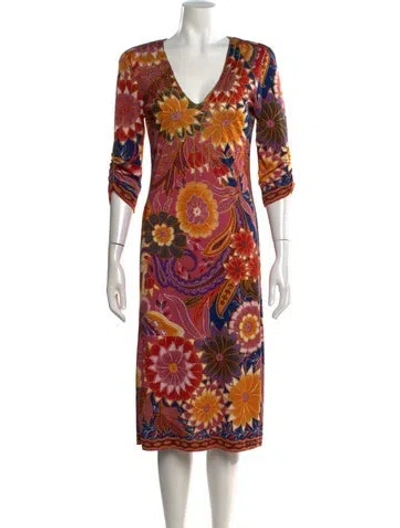 Pre-owned Etro Floral Print Knee-length Dress In Purple
