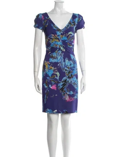 Pre-owned Etro Floral Print Knee-length Dress In Purple