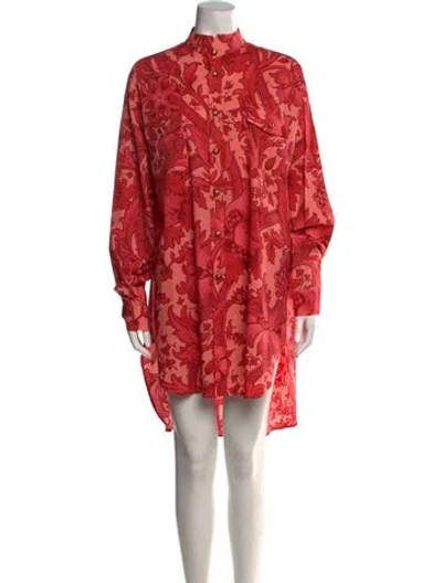Pre-owned Etro Floral Print Knee-length Dress In Red