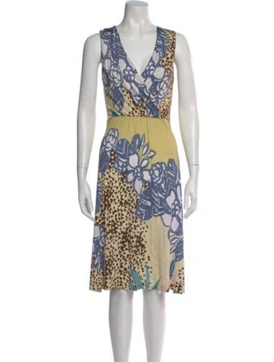 Pre-owned Etro Floral Print Knee-length Dress In White