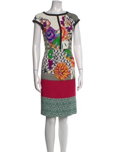 Pre-owned Etro Floral Print Knee-length Dress In White