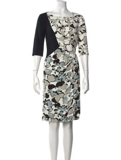 Pre-owned Etro Floral Print Knee-length Dress In White