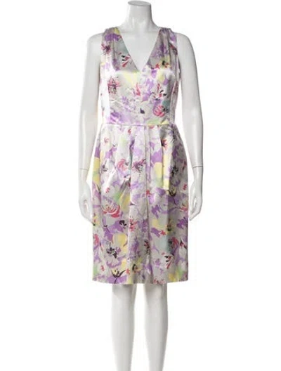 Pre-owned Etro Floral Print Knee-length Dress In White