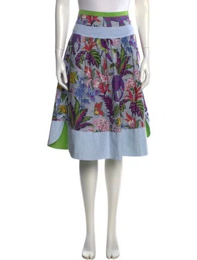 Pre-owned Etro Floral Print Knee-length Skirt In Blue