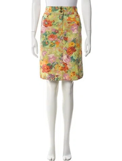 Pre-owned Etro Floral Print Knee-length Skirt In Green