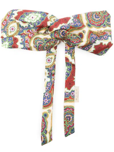 Etro Floral-print Knot-detailed Hairband In Red
