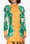 Etro Women's Floral Print Shirt With Knotted Detail | Size 42 | Wria005699sp1e7 In Yellow