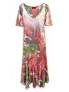 Etro Floral-print Laminated Midi Dress In Green