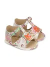 Etro Floral-print Leather Sandals In White