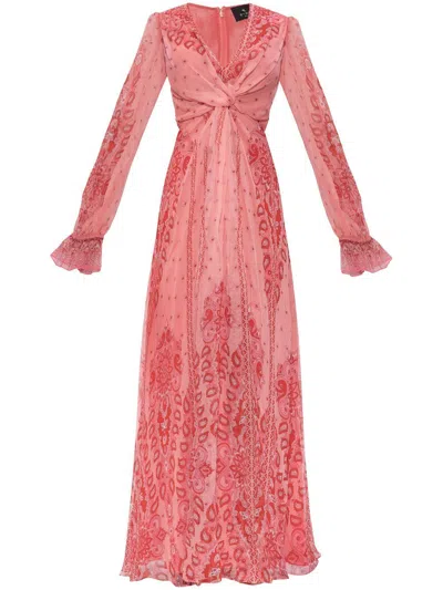 ETRO FLORAL PRINT LIGHTWEIGHT SILK LONG DRESS