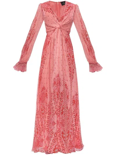 ETRO FLORAL PRINT LIGHTWEIGHT SILK LONG DRESS
