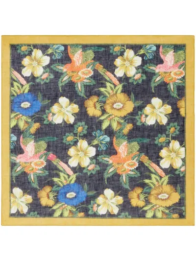 Etro Floral-print Linen-silk Scarf In Yellow