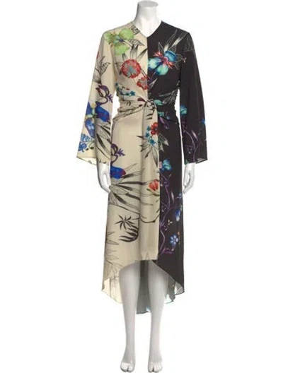 Pre-owned Etro Floral Print Long Dress In Black