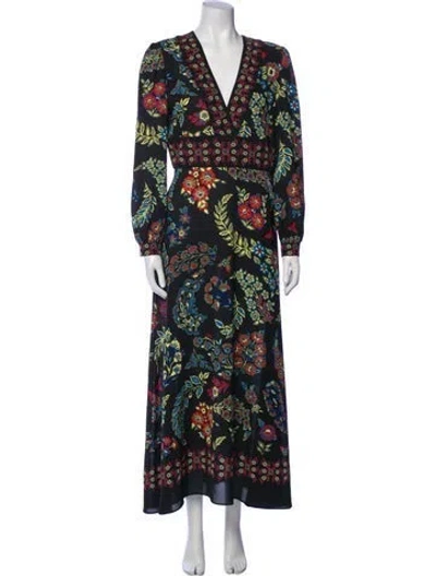 Pre-owned Etro Floral Print Long Dress In Black