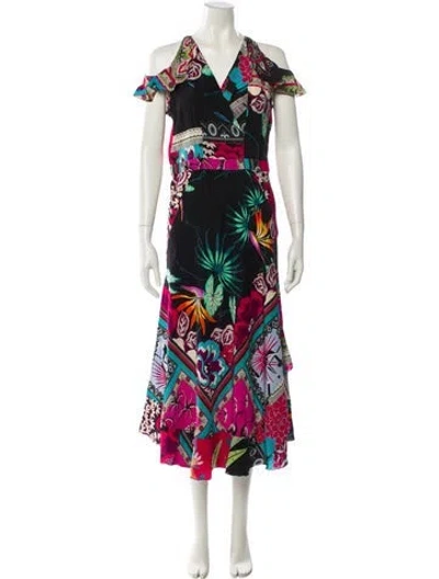 Pre-owned Etro Floral Print Long Dress In Black