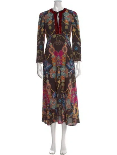 Pre-owned Etro Floral Print Long Dress In Black