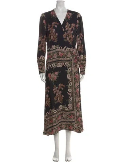 Pre-owned Etro Floral Print Long Dress In Black