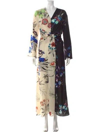 Pre-owned Etro Floral Print Long Dress In Black