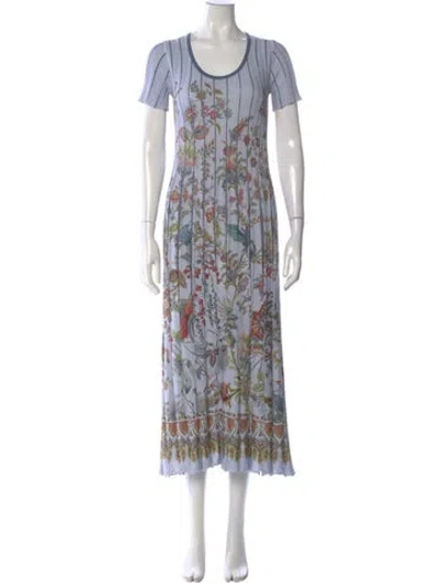 Pre-owned Etro Floral Print Long Dress In Blue