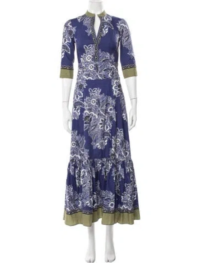 Pre-owned Etro Floral Print Long Dress In Blue