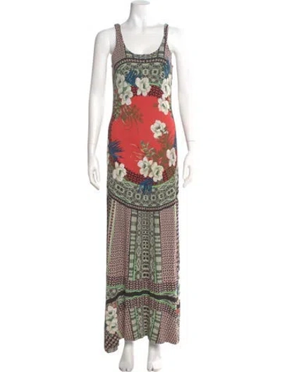Pre-owned Etro Floral Print Long Dress In Green